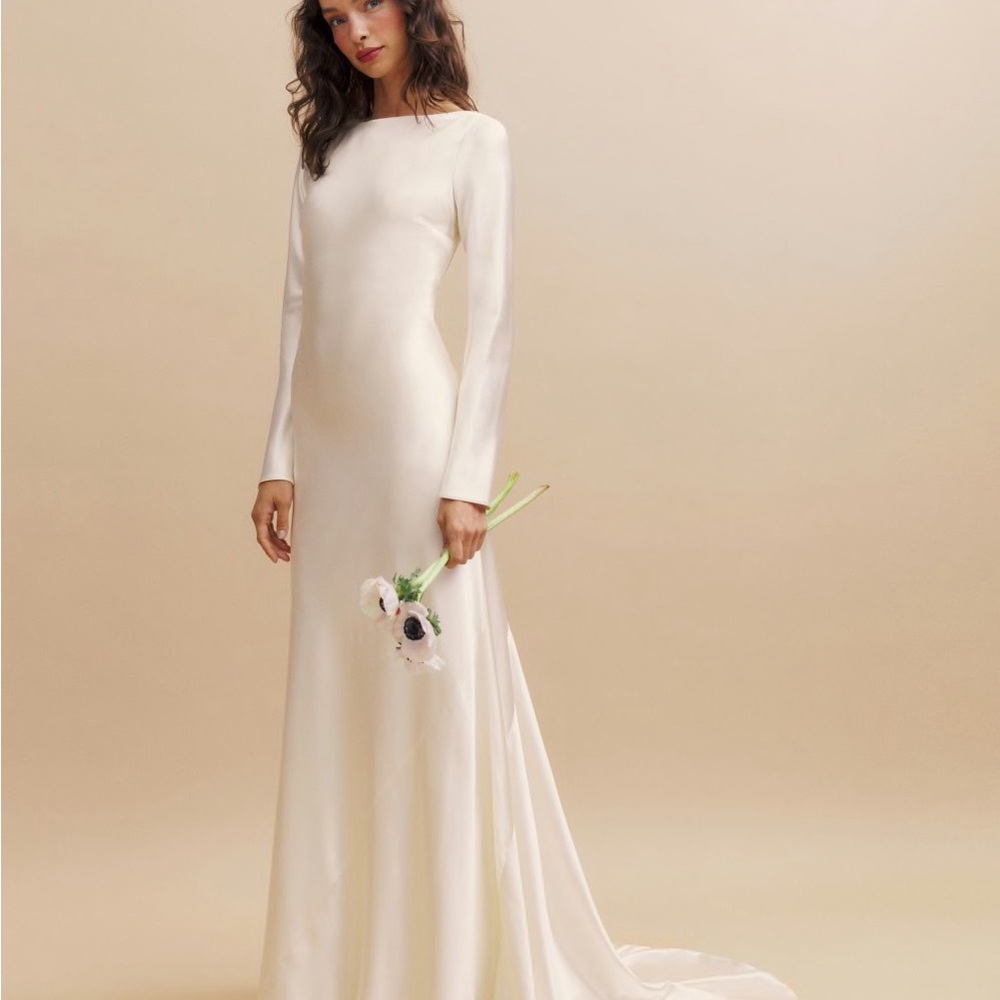 Reformation Adwen real silk wedding gown with train BRAND NEW